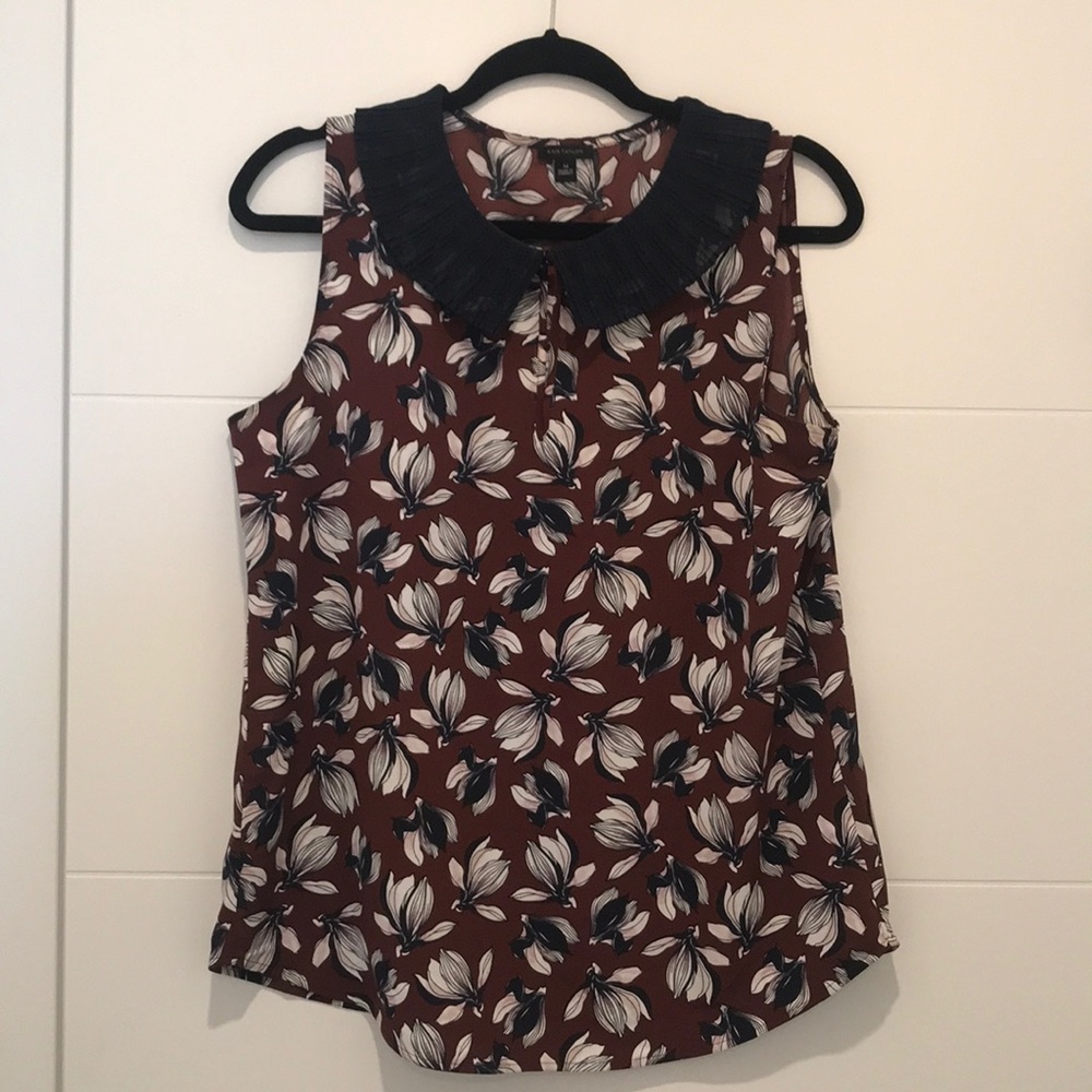 Ann Taylor Magnolia Pleated Collar Shell